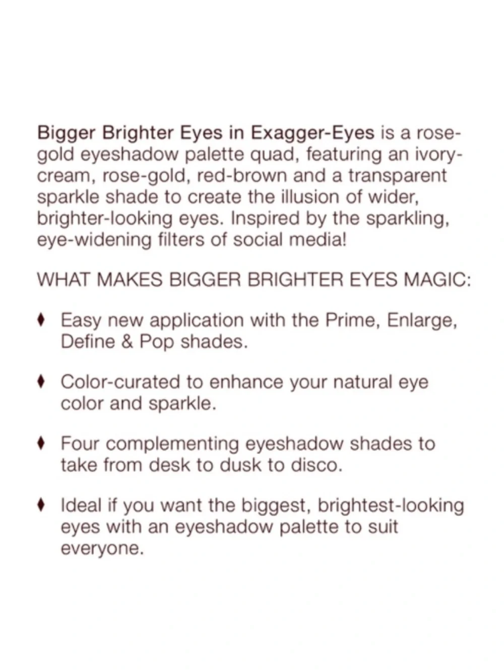 Charlotte Tilbury Bigger Brighter Eyes Eyeshadow Palette in Exagger-Eyes  5.1 g